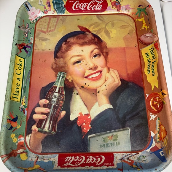 Coca Cola Other - Coca-Cola‎ Retro Tray with Red and Blue Accents